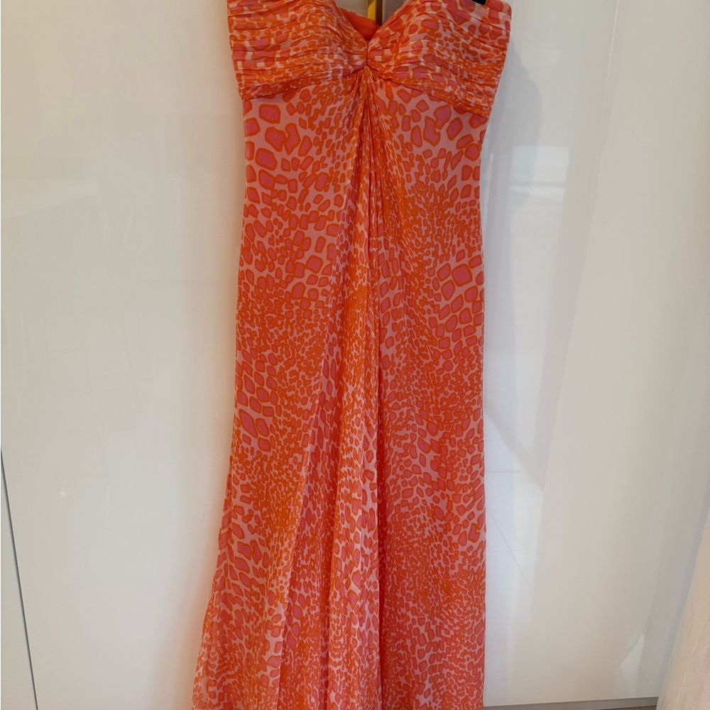 Laundry by Shelli Segal Elegant Orange and Pink Strapless Gown - Picture 4 of 9